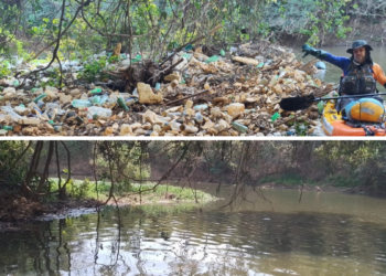 Em nova ação, Sistema OCB/GO dá fim à “Ilha do lixo” no Rio Meia Ponte