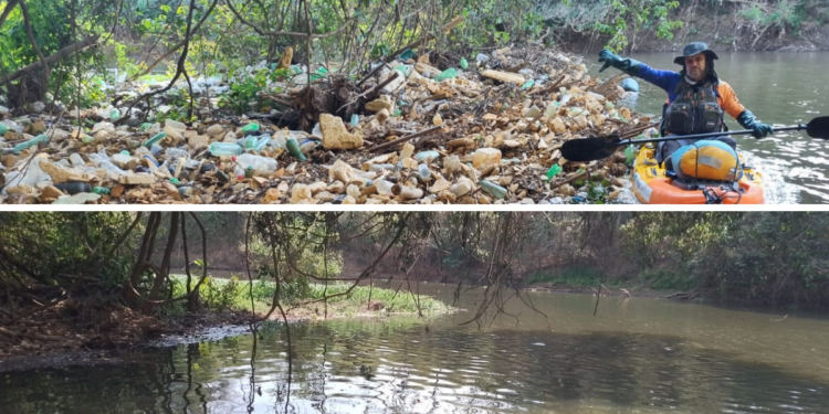 Em nova ação, Sistema OCB/GO dá fim à “Ilha do lixo” no Rio Meia Ponte