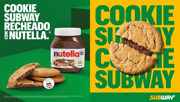 Subway® lança o primeiro cookie oficialmente recheado com Nutella® no Brasil